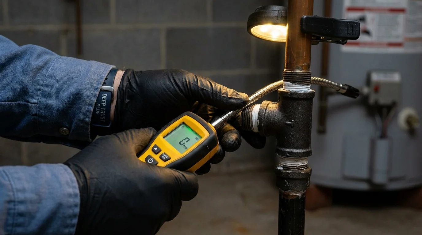 Gas leak detection with electronic sniffer by Johns Plumbing LLC in Leesburg