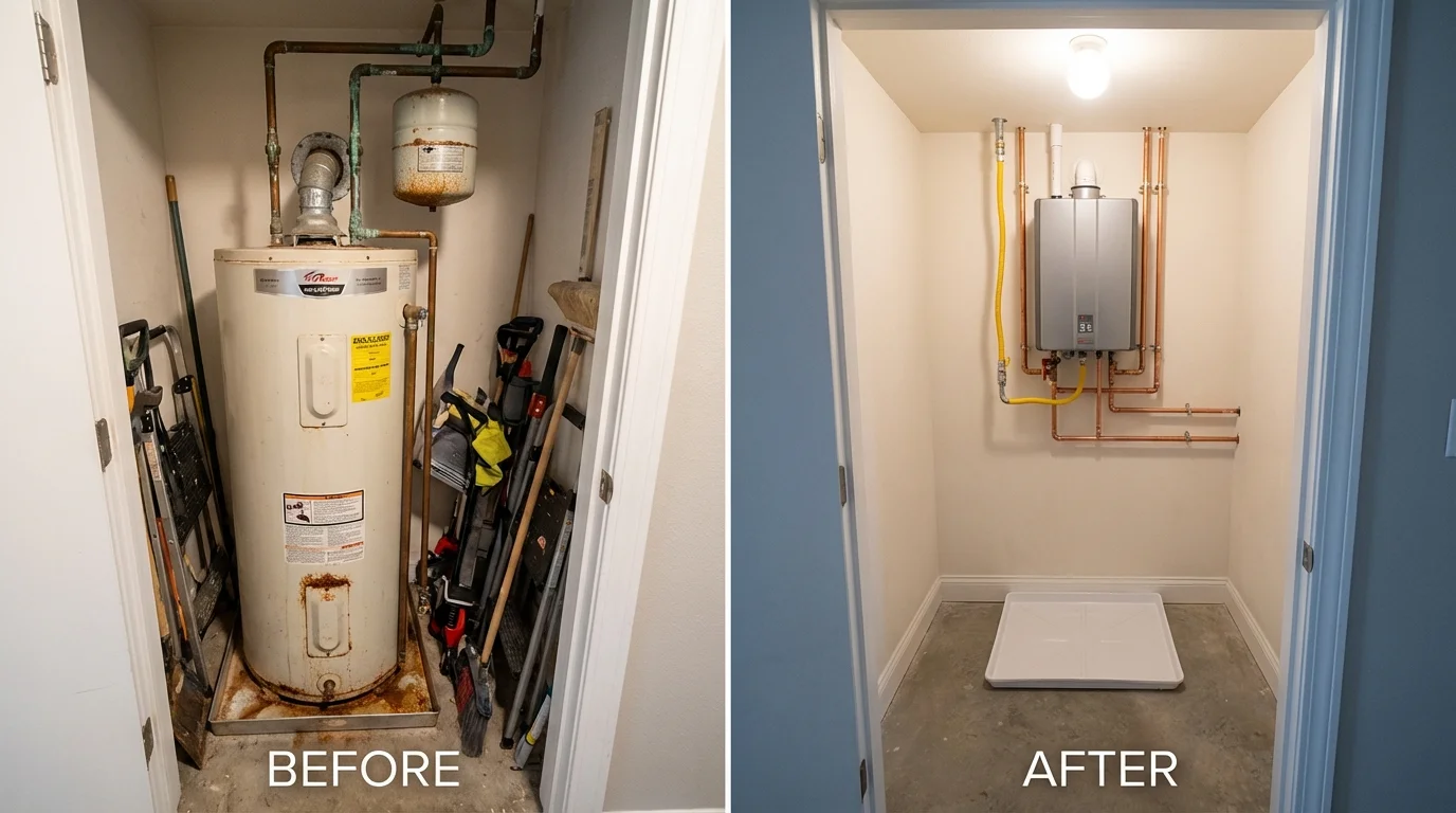 Tank water heater versus wall-mounted tankless unit comparison for Leesburg, FL homeowners